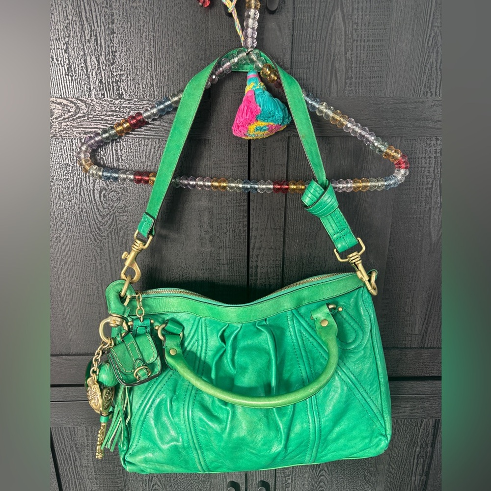Vintage Y2K green leather Juicy Couture shoulder bag 💕🌟💗